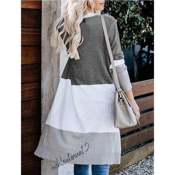 Boho Open Front Cardigan Loose Knit Lightweight Sweater - Picture 4 of 7